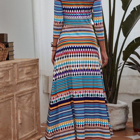 Striped Argyle A Lined Dress - Picture 2 of 4